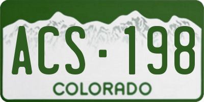 CO license plate ACS198