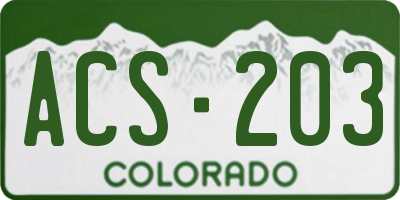 CO license plate ACS203