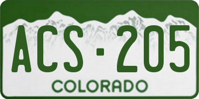 CO license plate ACS205