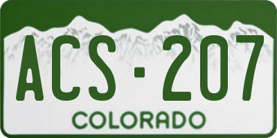 CO license plate ACS207