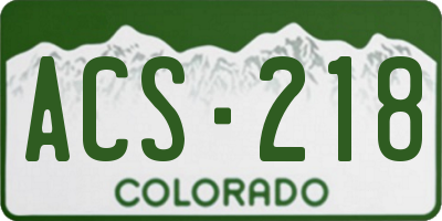 CO license plate ACS218