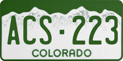 CO license plate ACS223