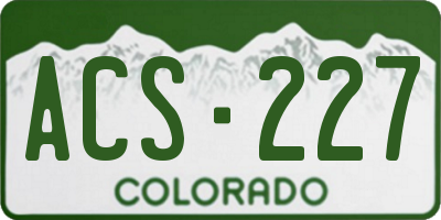 CO license plate ACS227