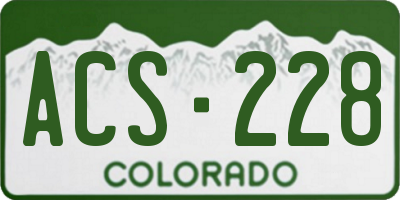 CO license plate ACS228