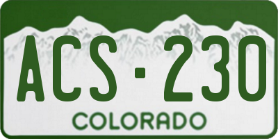 CO license plate ACS230