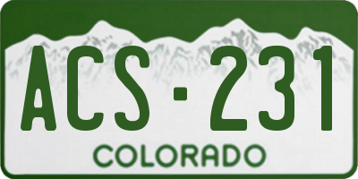 CO license plate ACS231