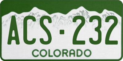 CO license plate ACS232