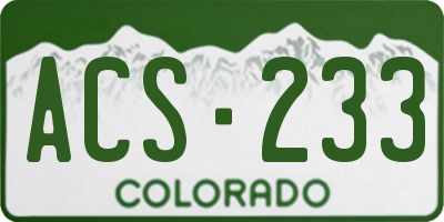 CO license plate ACS233