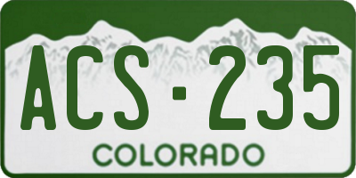 CO license plate ACS235