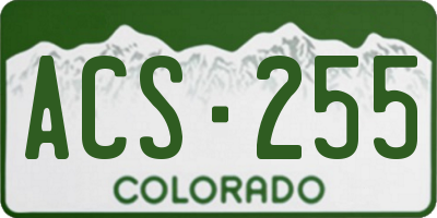 CO license plate ACS255