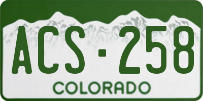 CO license plate ACS258