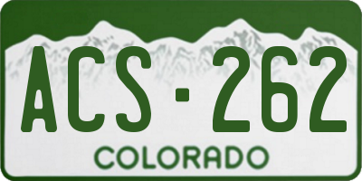 CO license plate ACS262