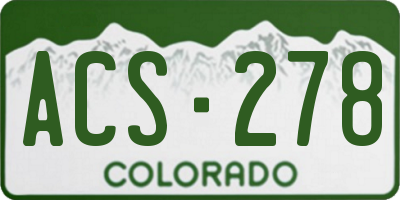 CO license plate ACS278