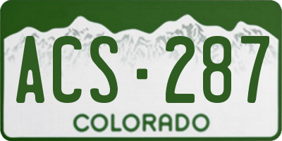 CO license plate ACS287