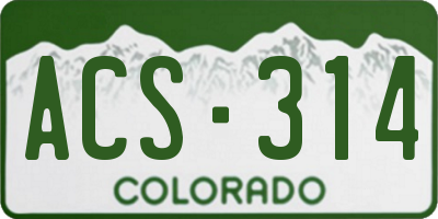 CO license plate ACS314