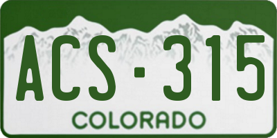 CO license plate ACS315