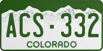 CO license plate ACS332