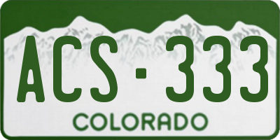 CO license plate ACS333