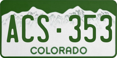 CO license plate ACS353
