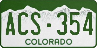 CO license plate ACS354