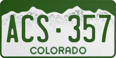CO license plate ACS357