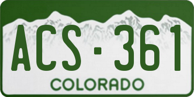 CO license plate ACS361