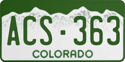 CO license plate ACS363