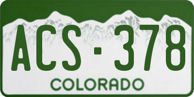 CO license plate ACS378