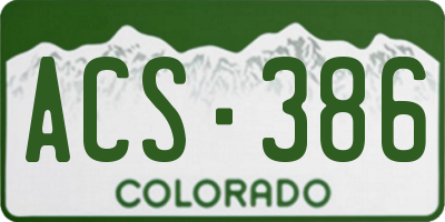 CO license plate ACS386