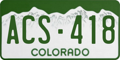 CO license plate ACS418