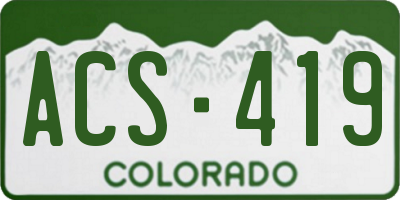 CO license plate ACS419
