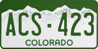 CO license plate ACS423