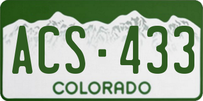 CO license plate ACS433