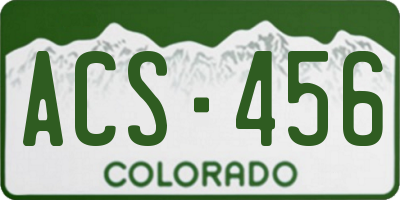 CO license plate ACS456