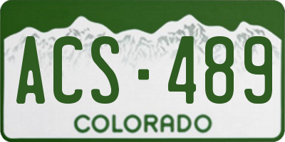 CO license plate ACS489