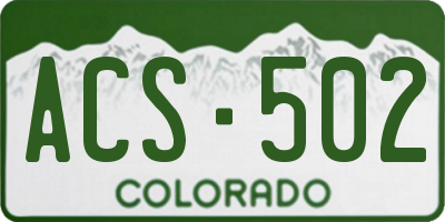 CO license plate ACS502