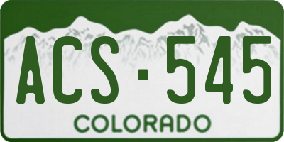 CO license plate ACS545