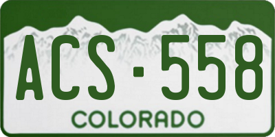 CO license plate ACS558
