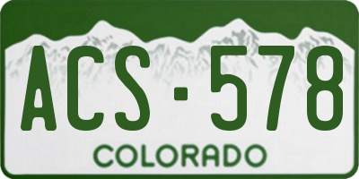 CO license plate ACS578