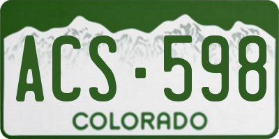 CO license plate ACS598