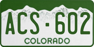 CO license plate ACS602