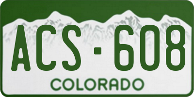 CO license plate ACS608