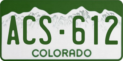 CO license plate ACS612