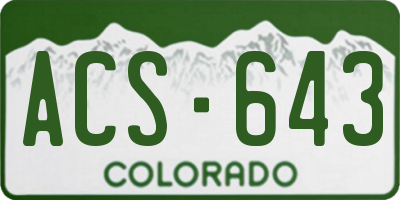 CO license plate ACS643