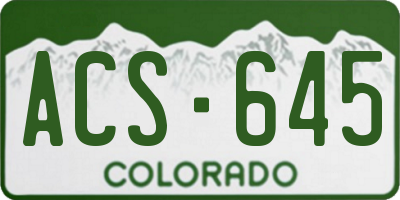 CO license plate ACS645