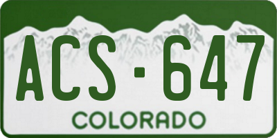 CO license plate ACS647