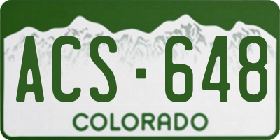 CO license plate ACS648