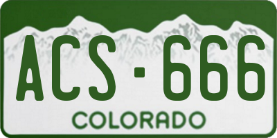 CO license plate ACS666