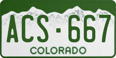 CO license plate ACS667
