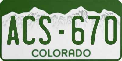 CO license plate ACS670